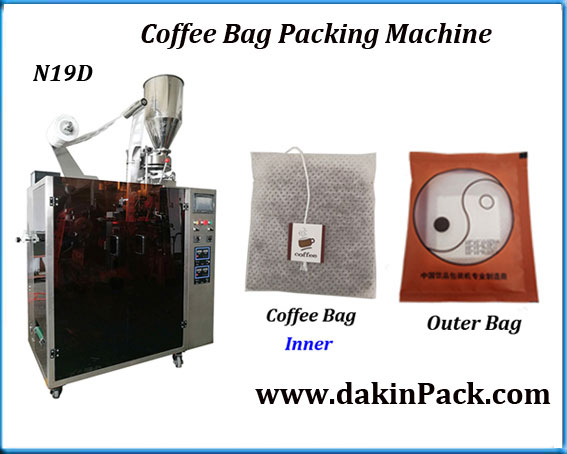 Dip coffee tea bag packaging machine with thread and tag  