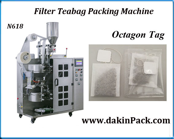 Automatic tea bag packing machine with Octagon Tag