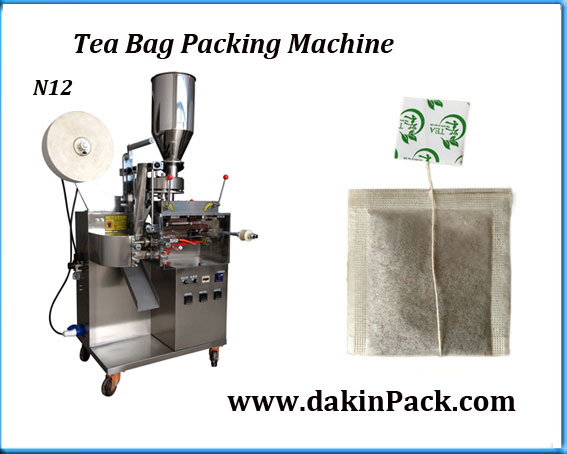 Tea bag packing machine with string and tag