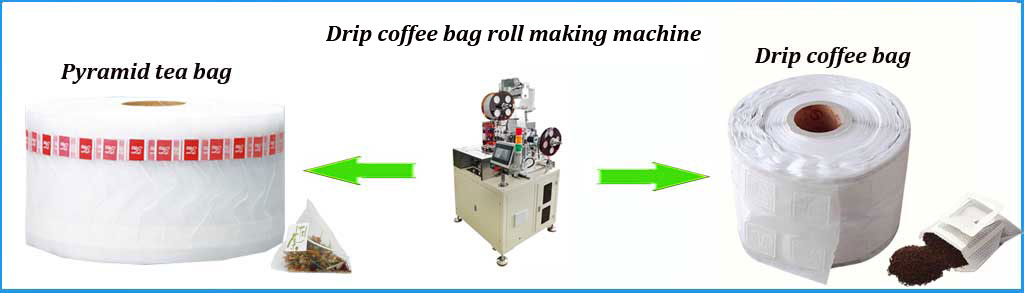 Drip coffee bag roll making machine and tagging machine